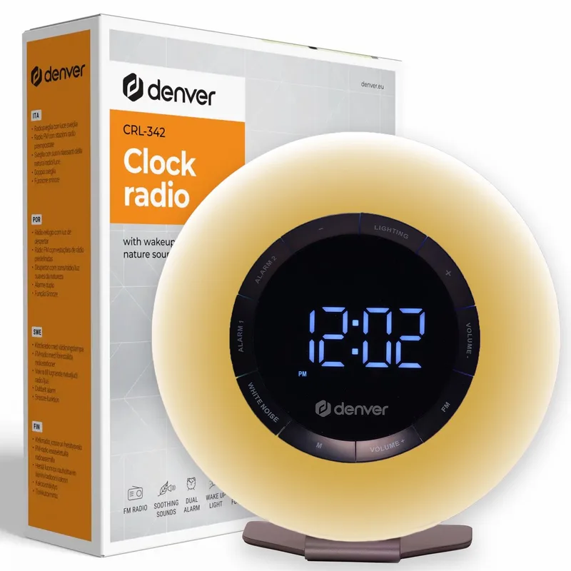 Wake Up Light - FM Wekkerradio - Snooze - Lichtwekker - Noise - CRL342 van Denver in Wit – productfoto