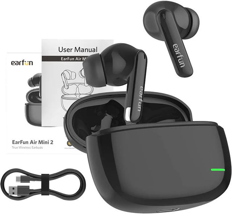 Air Mini 2 - Bluetooth Oordopjes - Compact Design - IPX7 Waterbestendig - 24 uur batterijduur van EarFun in Zwart – productfoto