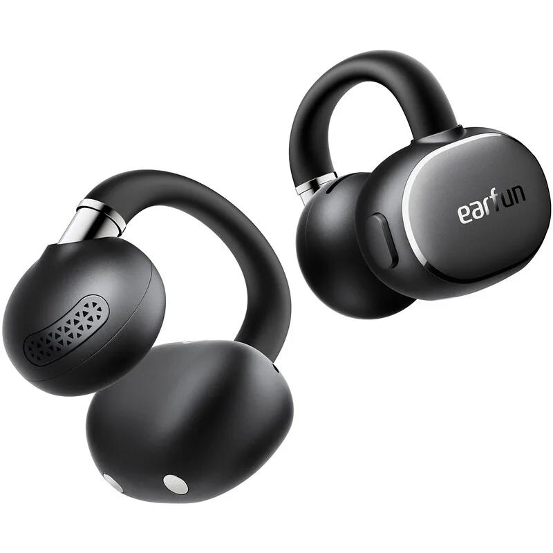 Clip 2 Hi-Res Open-Ear Clip-On kabellose Ohrhörer LDAC 12-mm-Treiber KI-Übersetzung IP55 40 Std. Spielzeit Bluetooth 6.0 Sport-Ohrhörer Schwarz von EarFun – Produktfoto