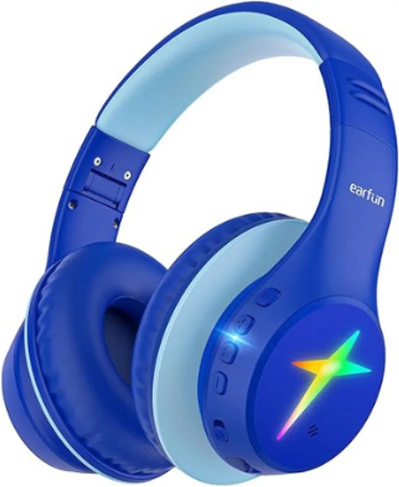 K4 Kids - Draadloze Kinderkoptelefoon - 85 dB Volumebegrenzing - LED Verlichting - 90 uur Batterijduur - Opvouwbaar - Blauw by EarFun in Blue – product photo