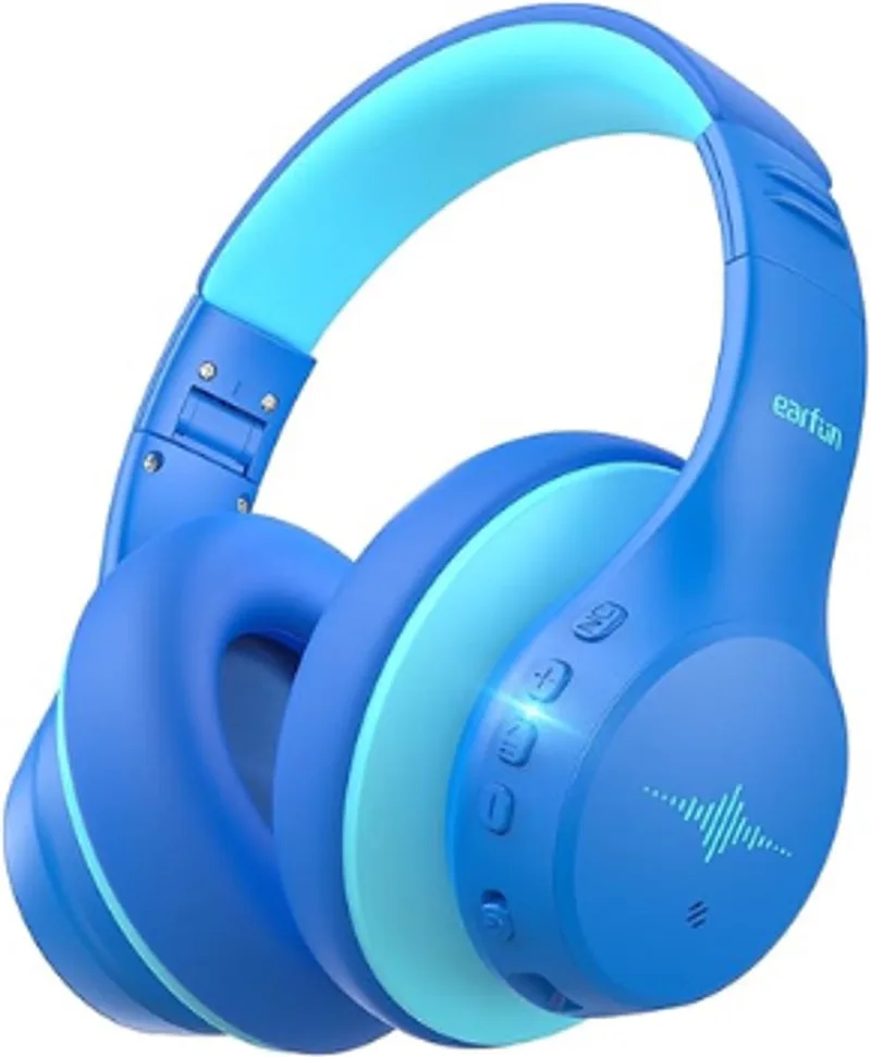 K4 Kids - Draadloze Kinderkoptelefoon - 85 dB Volumebegrenzing - LED Verlichting - 90 uur Batterijduur - Opvouwbaar - Paars van EarFun in Transparant – productfoto