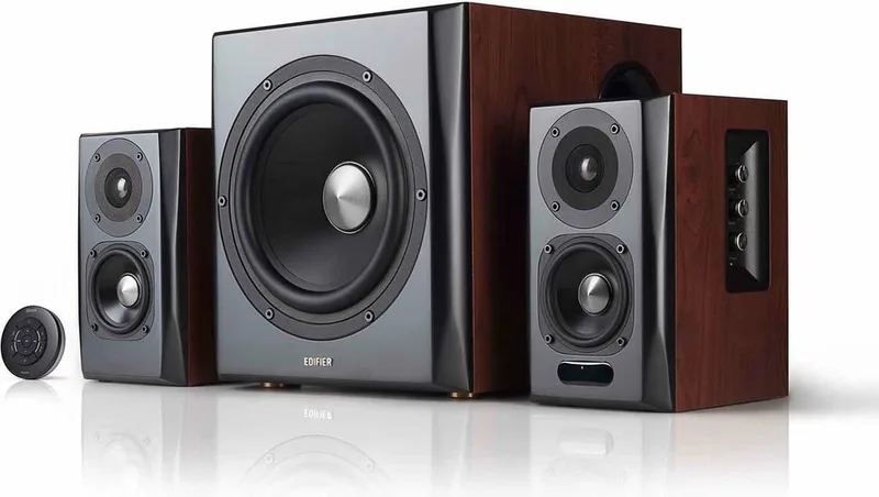 S350DB - 2.1 HiFi bluetooth aptX speakerset by Edifier in Donkerbruin – product photo