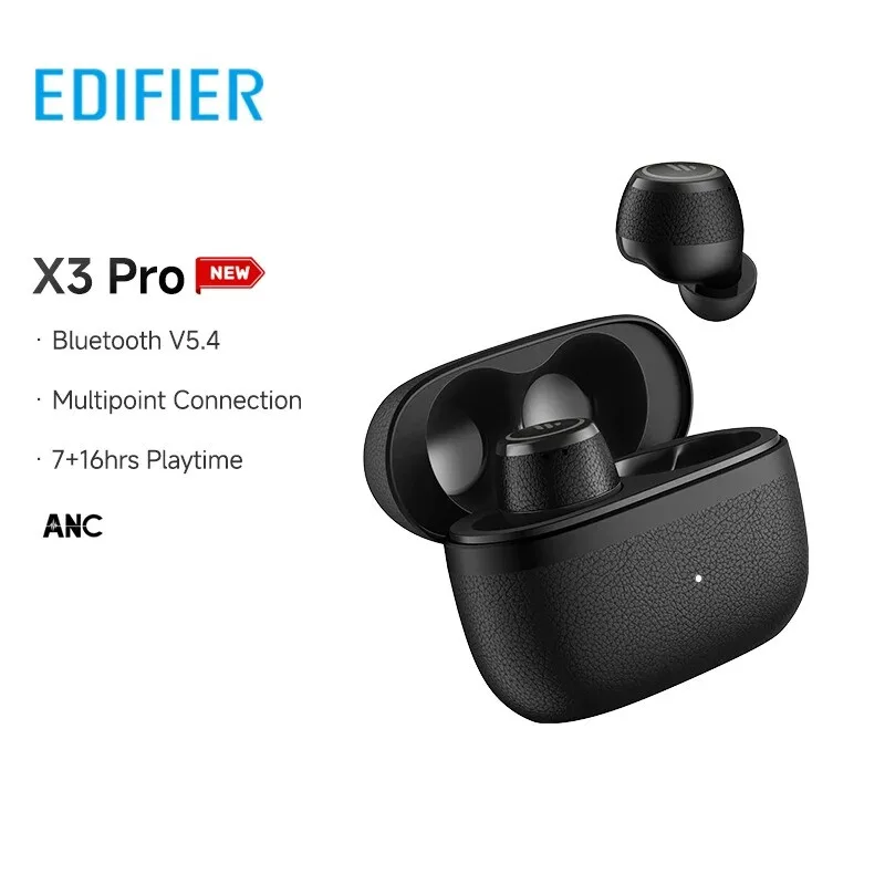 X3 Pro In-Ear Bluetooth-Headset mit Freisprechfunktion, schweißresistent, mit Ladeetui, Schwarz von Edifier – Produktfoto
