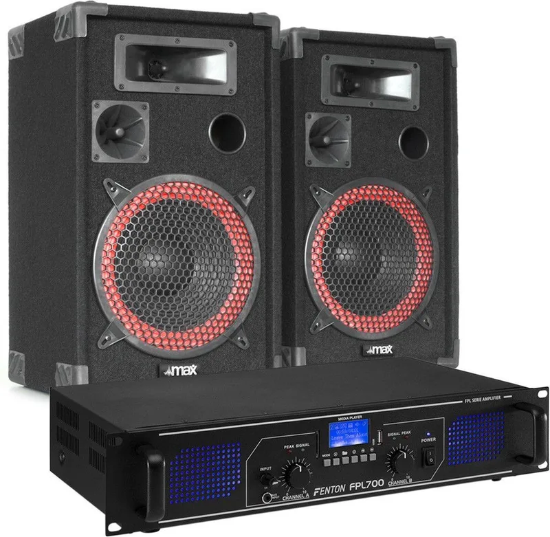 FPL700 Bluetooth klasse-D versterker + setje XEN-3510 10 speakers van Fenton in Zwart – productfoto