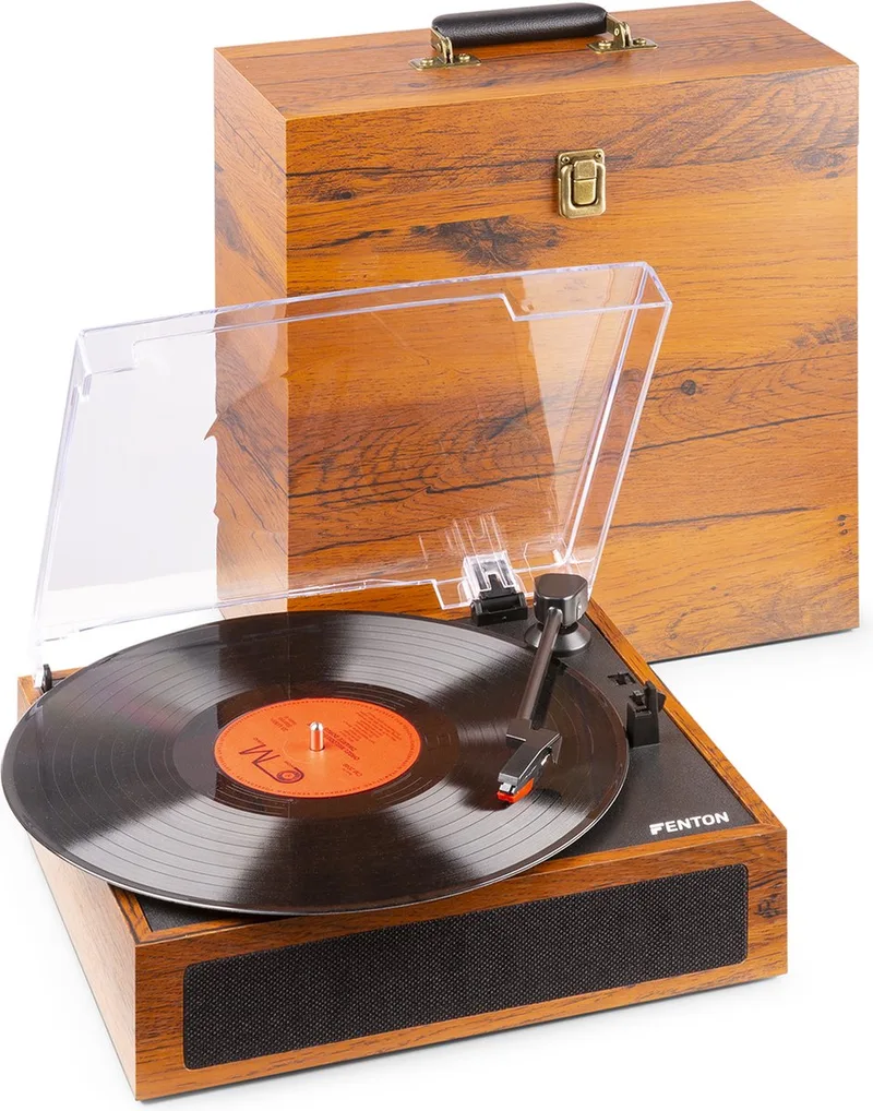 Platenspeler met Ingebouwde Speakers en Bluetooth RP170L van Fenton in Lichtbruin – productfoto
