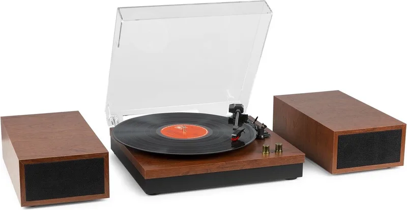 Retro Platenspeler met Bluetooth en Speakers RP165C van Fenton in Kersen – productfoto