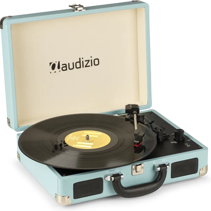 Retro platenspeler met speakers - Audizio RP114BL - Model 2025 - met PC software van Fenton in Blauw – productfoto