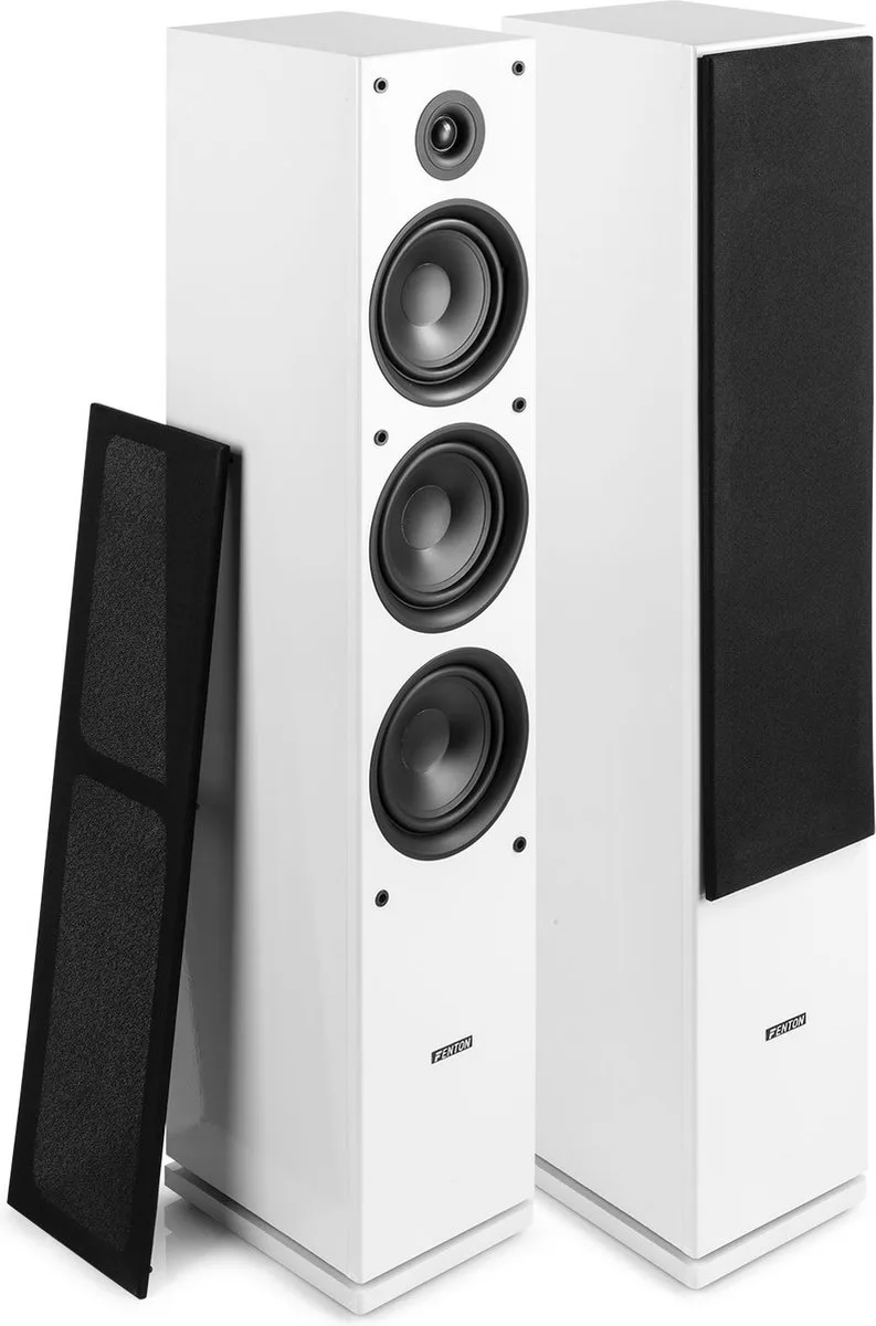 SHF80W stijlvolle high-end hifi speakers 500W met 3x 6.5 inch woofers van Fenton in Wit – productfoto