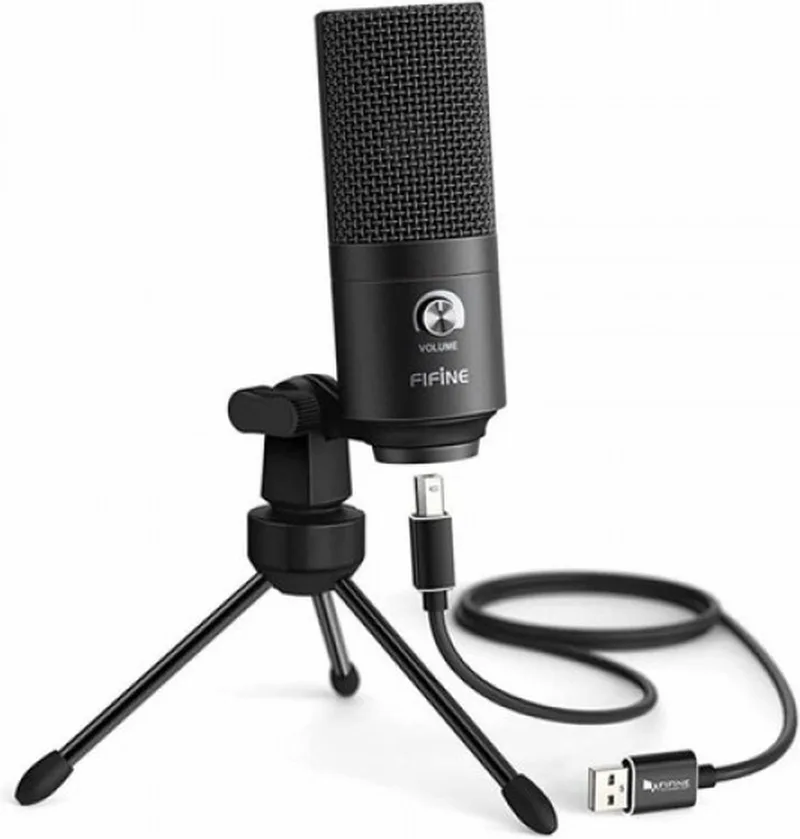 K669B - USB Condensator Microfoon voor PC - Streaming / Podcasting - Tripod van Fifine in Zwart – productfoto