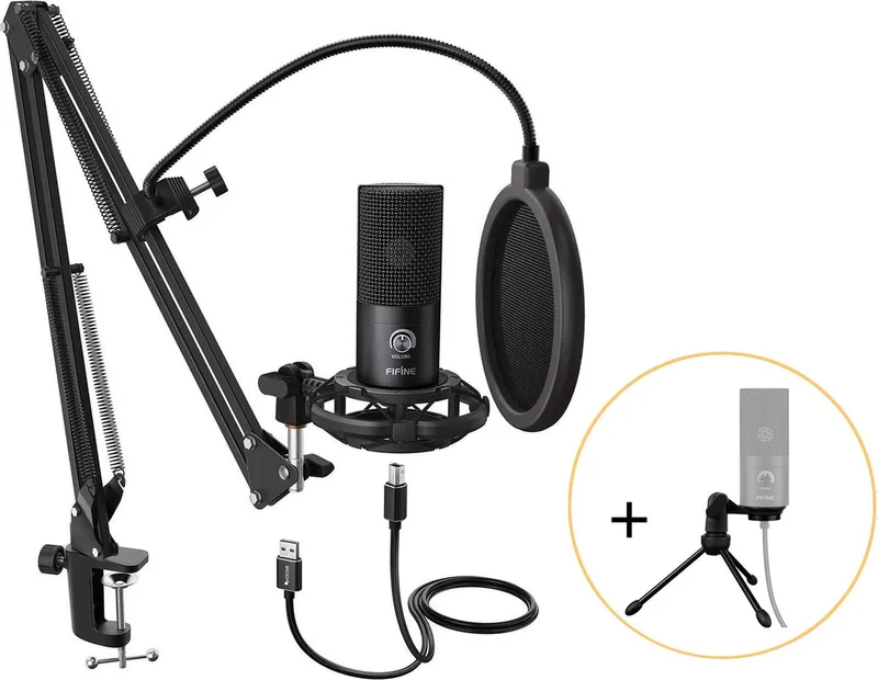 T669 USB-microfoon kit - Streaming - Podcasting by Fifine in Black – product photo