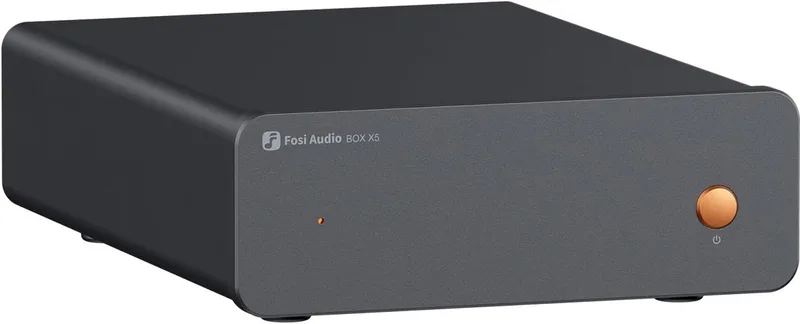 Box X5 Phono Voorversterker voor Platenspeler - 4-niveau instelbare gain 38/48/56/66 dB met RCA van Fosi Audio in Zwart – productfoto