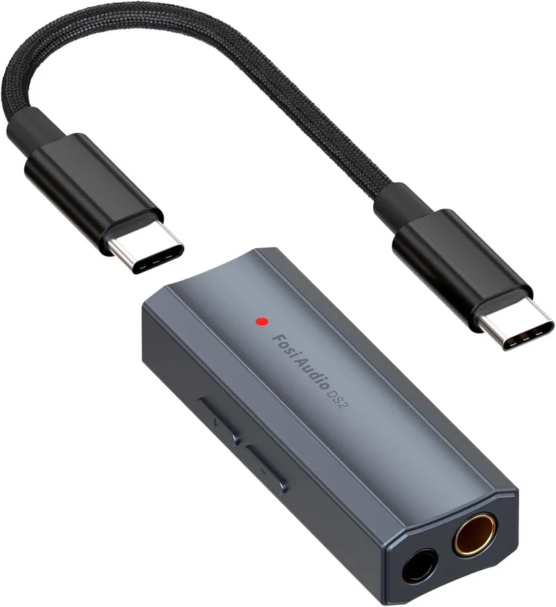 DS2 USB DAC & Hoofdtelefoonversterker – Hi-Res Audio – DSD512 – 3,5 mm & 4,4 mm – Compact van Fosi Audio in Zwart – productfoto