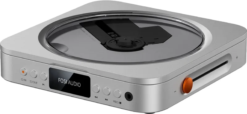 MERAK CD Player – HiFi CD-speler met Bluetooth, USB - optische uitgang en afstandsbediening – Zwart by Fosi Audio in Silver – product photo