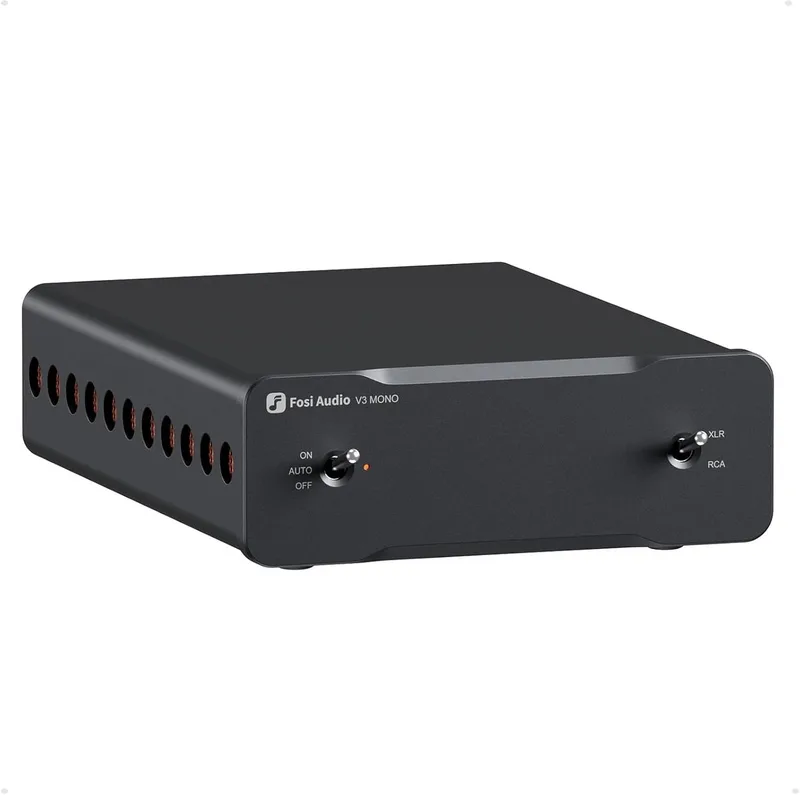 V3 Mono Vermogen Klasse D Versterker - 240W - RCA/XLR Gebalanceerde Ingangen met 48V/5A Voeding van Fosi Audio in Zwart – productfoto
