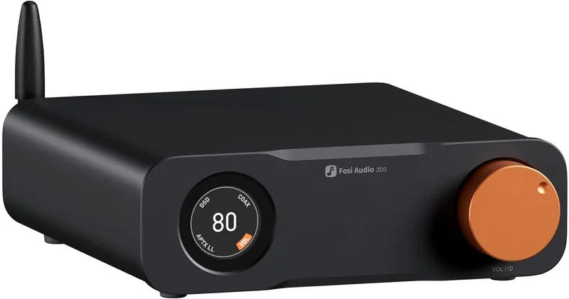 ZD3 Desktop DAC Preamp, ES9039Q2M, HDMI ARC/Bluetooth/USB/Optisch/Coax Ingangen, XLR/RCA Uitgangen met Afstandsbediening van Fosi Audio in Zwart – productfoto