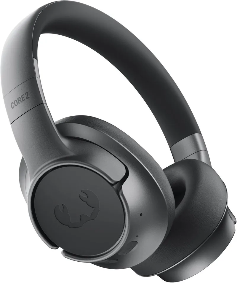 Clam Core 2, Draadloze Bluetooth Koptelefoon met Microfoon, 70 uur Speeltijd, Rijk en helder geluid, Verbind 2 apparaten tegelijk, Personal Sound App, Bekabeld luisteren via USB-C (Storm Grey) by Fresh 'n Rebel in Black – product photo