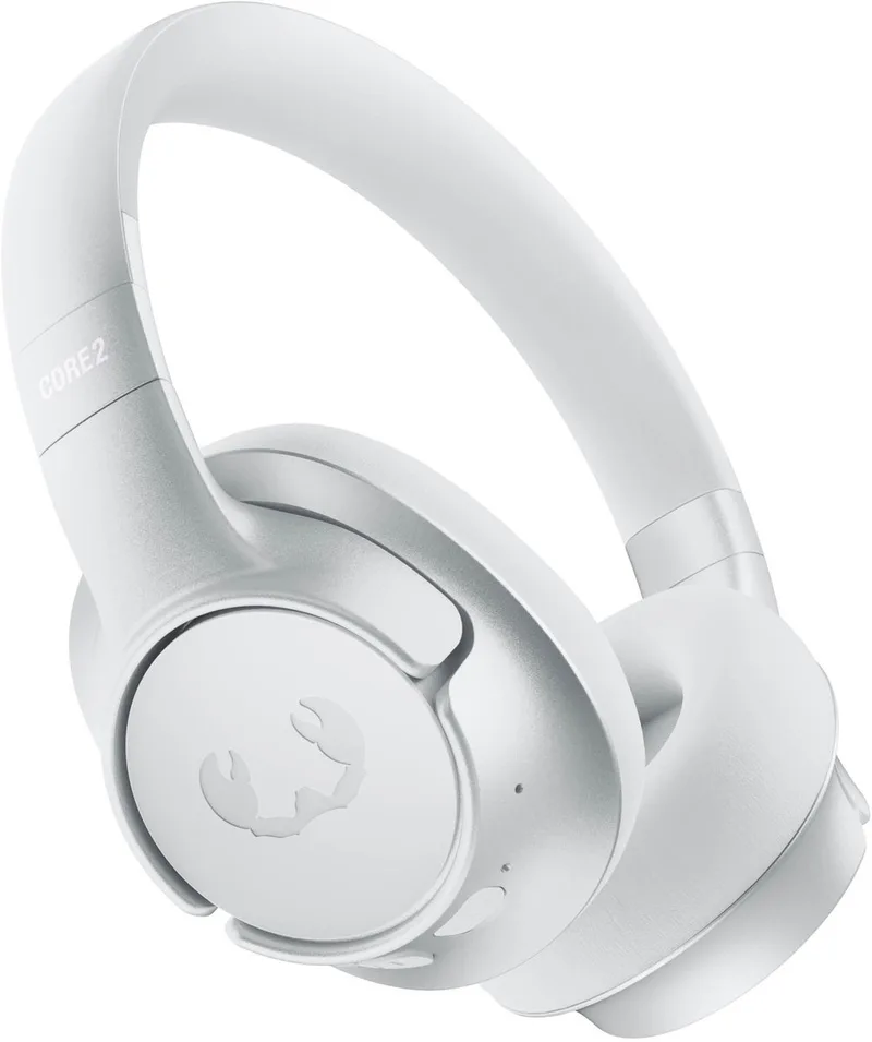 Clam Core 2, Draadloze Bluetooth Koptelefoon met Microfoon, 70 uur Speeltijd, Rijk en helder geluid, Verbind 2 apparaten tegelijk, Personal Sound App, Bekabeld luisteren via USB-C (Ice Grey) van Fresh 'n Rebel in Wit – productfoto