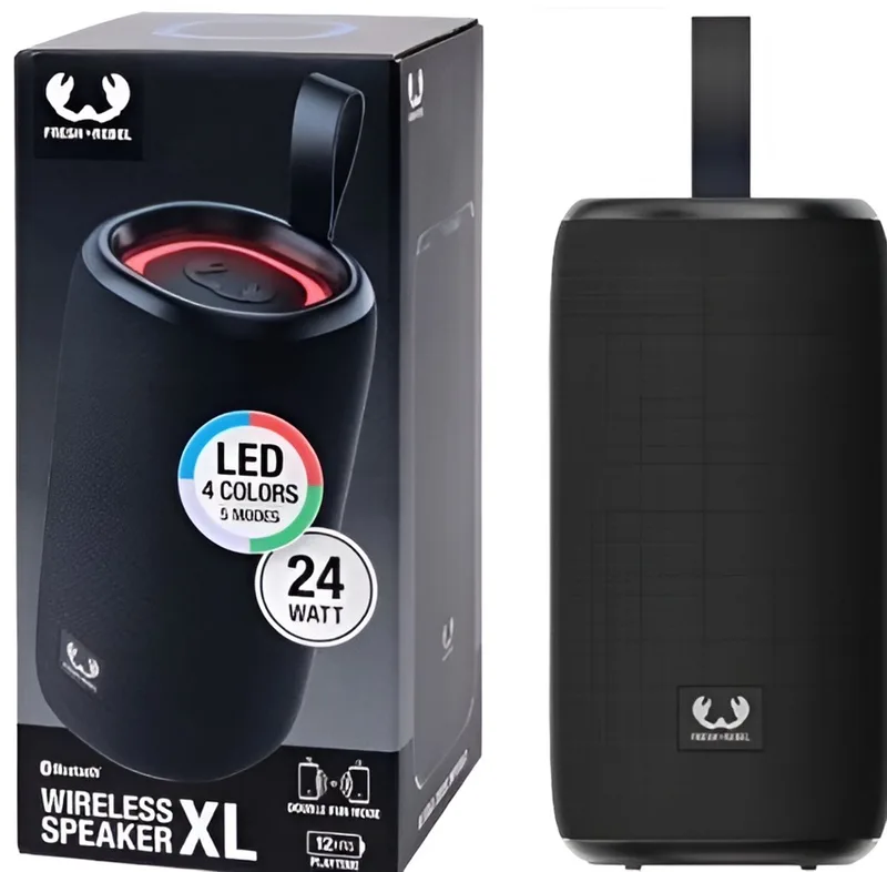 Draadloze Bluetooth Speaker - Speaker Met Verlichting - Double Fun Mode van Fresh 'n Rebel in Zwart – productfoto