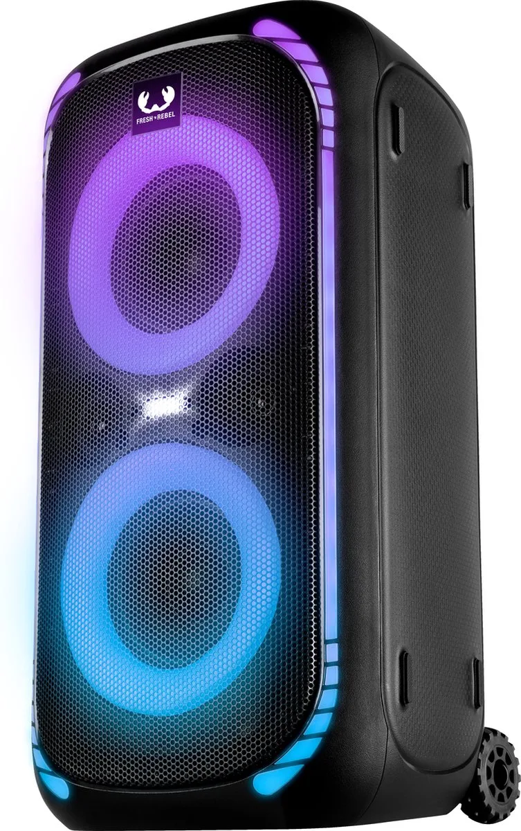 Party Speaker Bluetooth - Groot formaat - 12 uur Draadloze Speelduur - Bass Boost - Lichtshow - met Trolley by Fresh 'n Rebel in Black – product photo