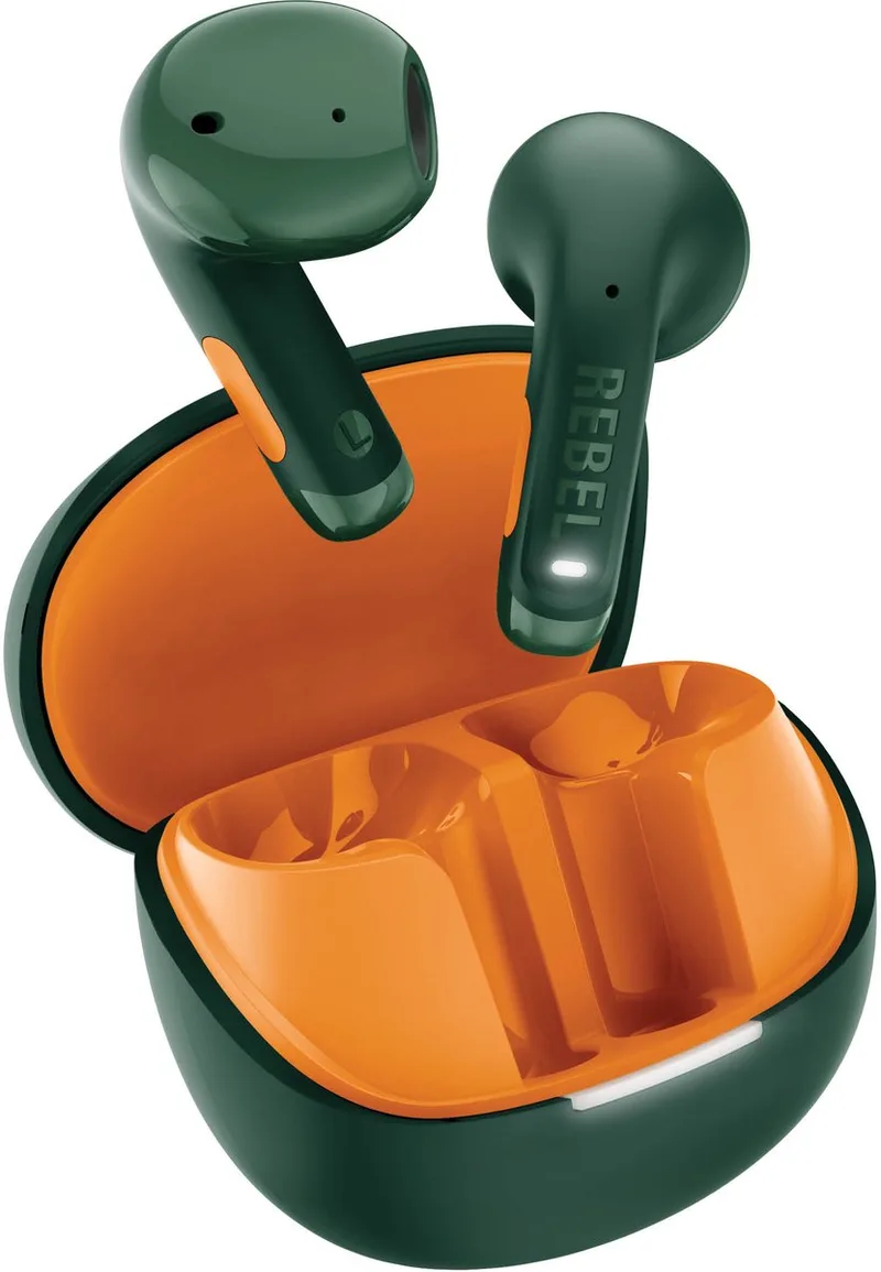 Twins Core 2 - Draadloze oordopjes - Bluetooth oortjes met 40 uur speeltijd - Met Microfoon en App - Velvet Green & Flamy Orange van Fresh 'n Rebel in Velvet Green & Orange – productfoto