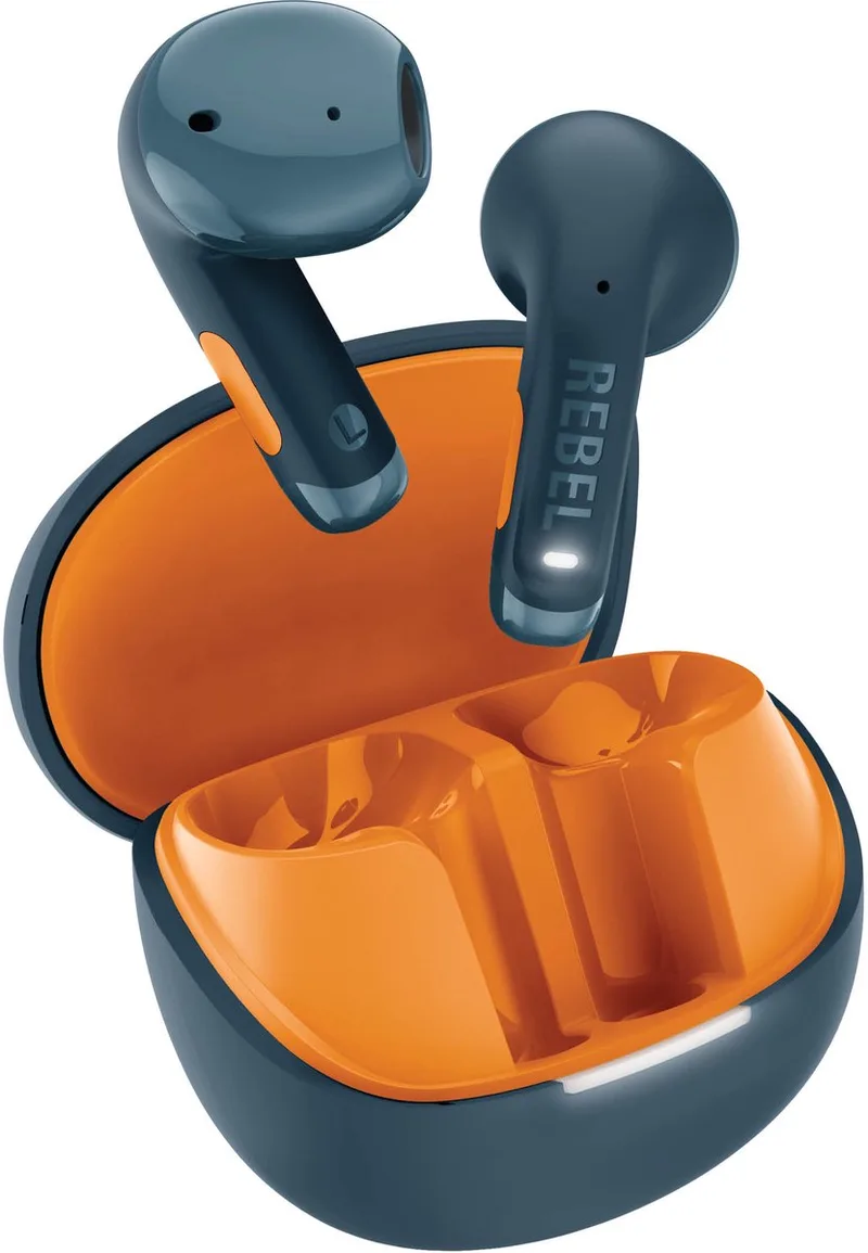 Twins Core 2 - Draadloze oordopjes - Bluetooth oortjes met 40 uur speeltijd - Met Microfoon en App - Steel Blue & Flamy Orange van Fresh 'n Rebel in Steel Blue & Orange – productfoto