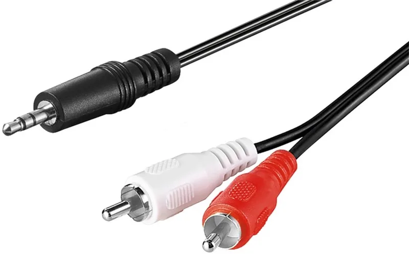 Audio Cable AUX Adapter, 3.5 mm Male to Stereo RCA Male, CU 3 m by Goobay in Black – product photo