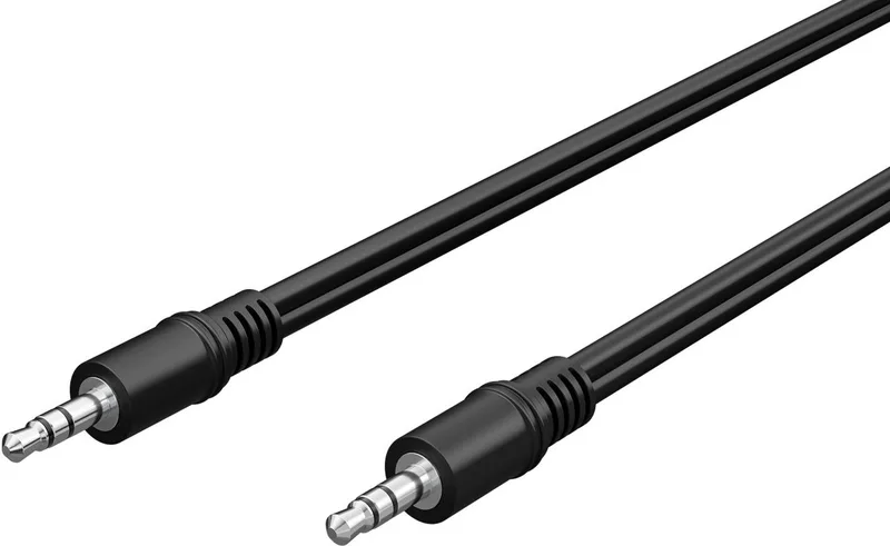 AUX-kabel 3,5 mm stereo plat 1,5 m met nikkelcontacten van Goobay in Zwart – productfoto