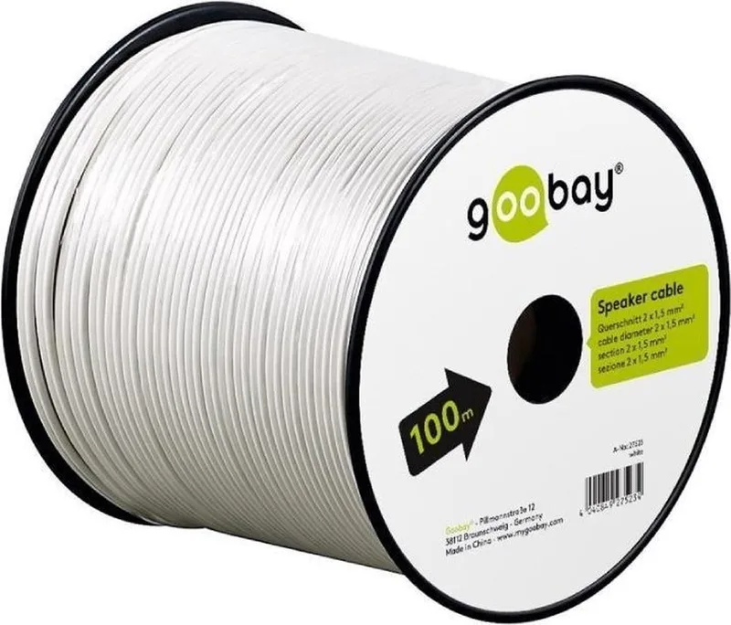 Luidsprekerkabel CCA 2 x 1,5mm2 - 100 meter by Goobay in White – product photo