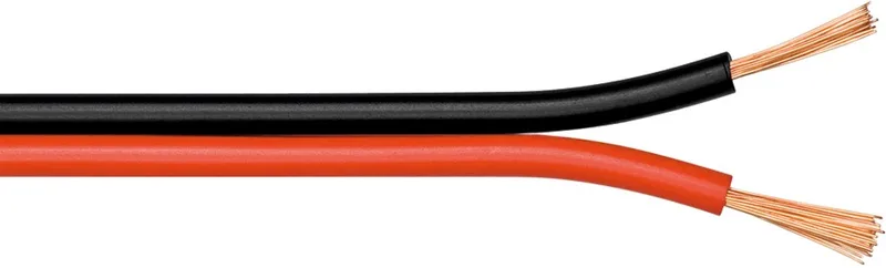 luidsprekerkabel op rol 10 m en zwart met twee CCA-aders van 4 mm² van Goobay in Rood – productfoto