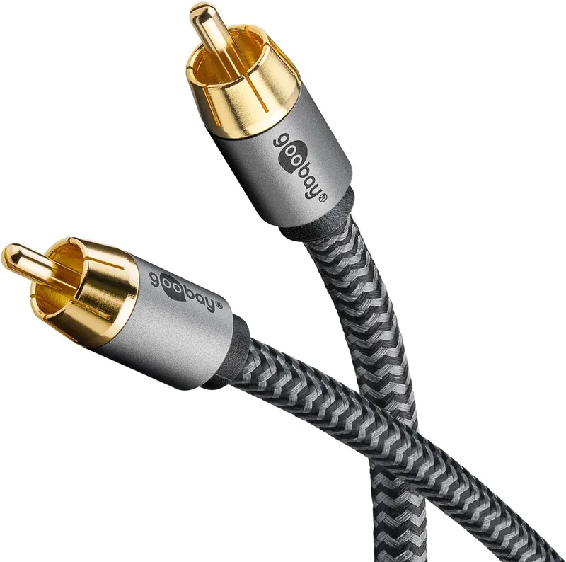 Mono tulp-kabel, Cinch-stekker (Woofer, midden) naar Cinch-stekker (Woofer, midden), 5 m van Goobay in Zwart – productfoto