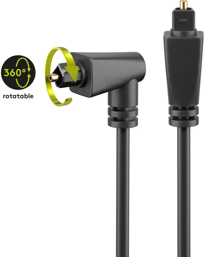 Toslink-kabel, 1 m, 90° haakse stekker, draaibaar by Goobay in Black – product photo