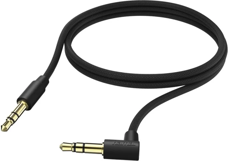 Audiokabel 3,5 mm jack 90° 1,0 m van Hama in Zwart – productfoto