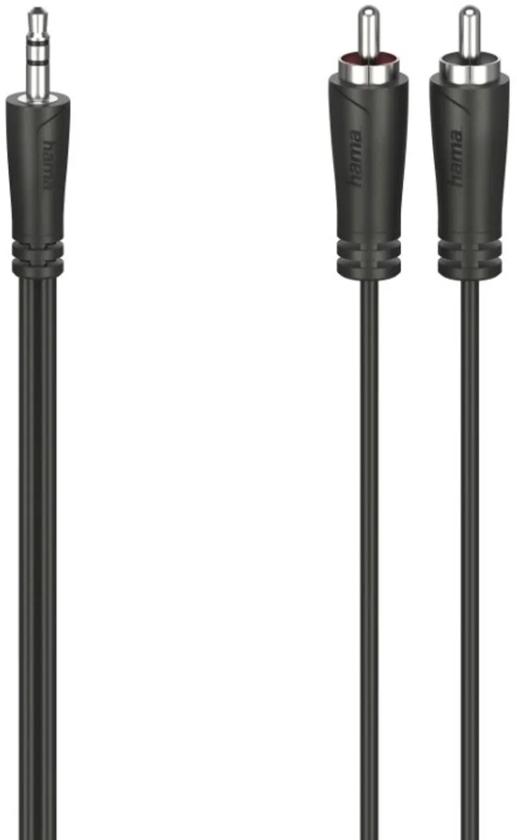 Audiokabel 3,5-mm-jack-stekker - 2 Cinch-stekker Stereo 0,75 M by Hama in Black – product photo 1 of 2
