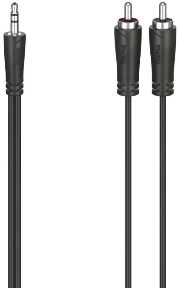 Audiokabel 3,5-mm-jack-stekker - 2 Cinch-stekker Stereo 3,0 M van Hama in Zwart – productfoto 1 van 2