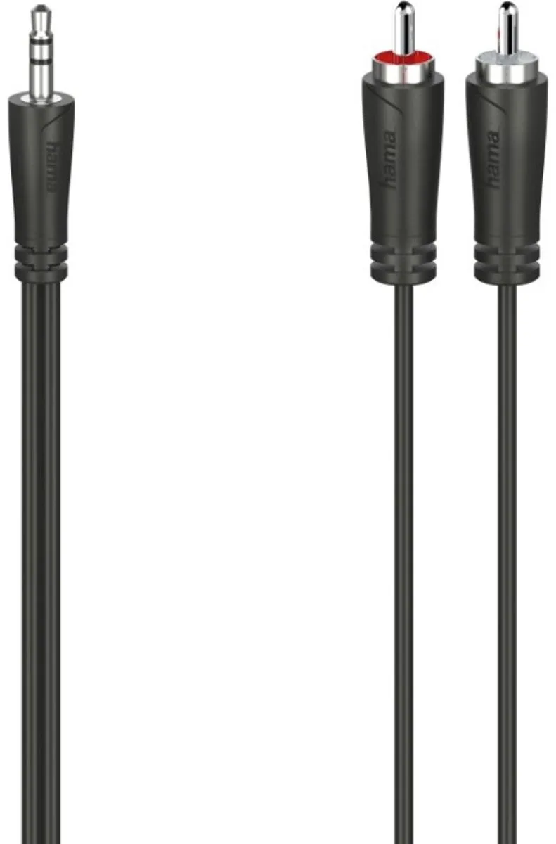 Audiokabel 3,5-mm-jack-stekker - 2 Cinch-stekker Stereo 5,0 M van Hama in Zwart – productfoto