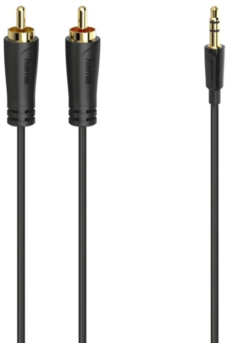 Audiokabel 3,5-mm-jack-stekker - 2 Cinch-stekker Stereo Verg. 3,0 M van Hama in Zwart – productfoto