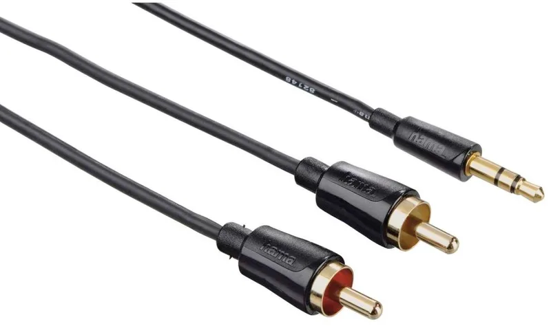 Audiokabel, 3,5 mm jack-stekker stereo - 2x cinch-stekker, 1,5 m by Hama in Black – product photo