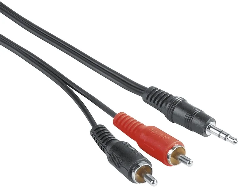 Audiokabel 5m 3,5 mm jackplug - 2 RCA-pluggen van Hama in Zwart, Rood – productfoto