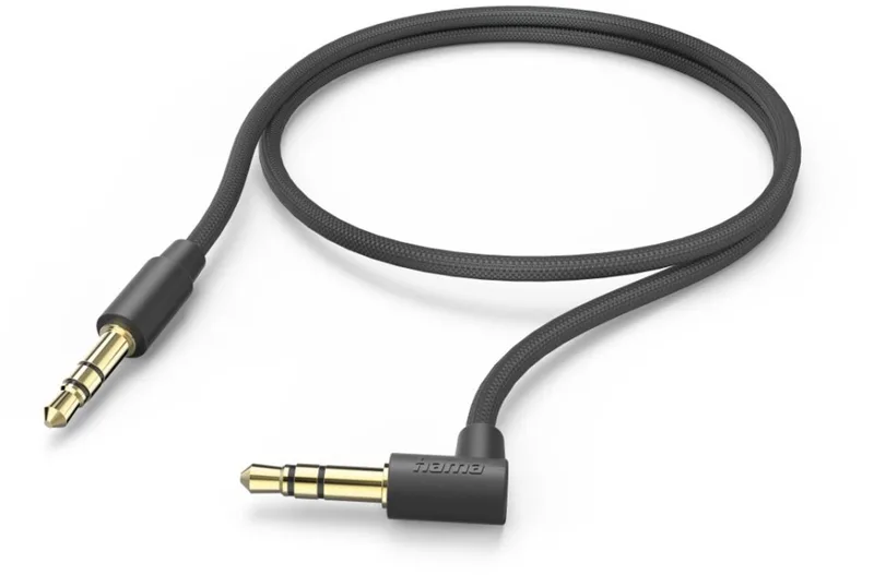 Aux-kabel - 3,5mm jack - 3,5mm jack kabel - Aux aansluiting - Haakse stekker - Compatibel met standaard 3,5mm audio-aansluitingen - Vergulde stekker - 1 meter de Hama en Noir – photo produit