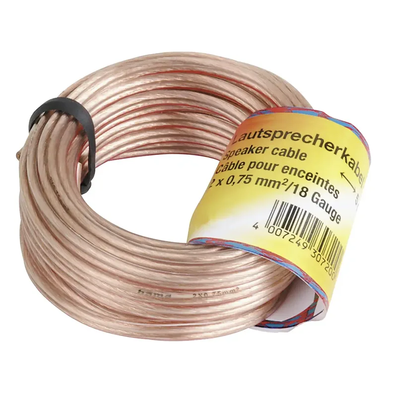 hama 00205141 Lautsprecherkabel, 2x 0,75 mm², 10 m, Transparent by Hama – product photo 1 of 2