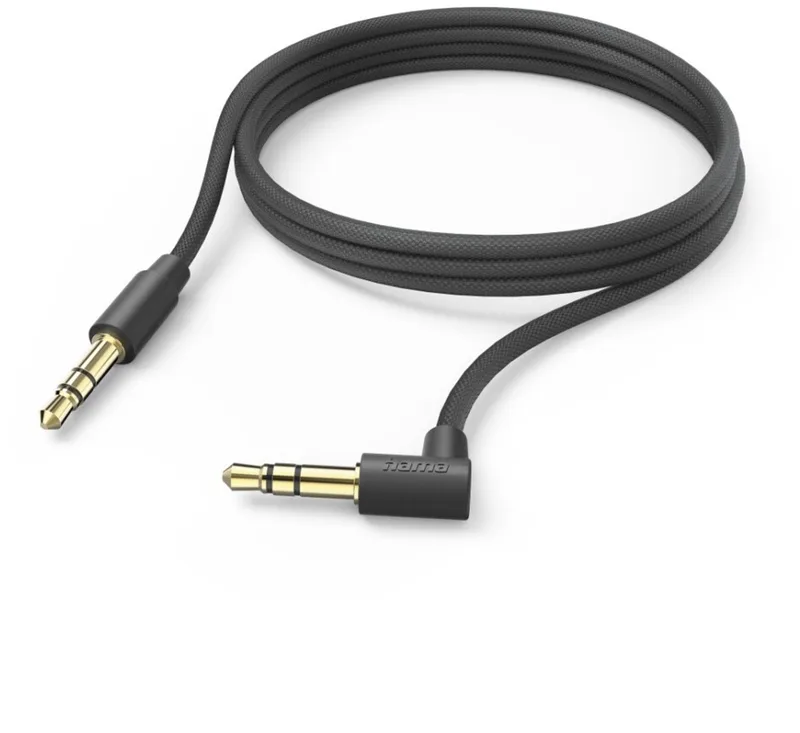 Hama 3.5mm jack naar 3.5mm jack - AUX kabel met 90 graden haakse stekker - Stereo kabel geschikt voor telefoon, tablet, laptop en headset - 200cm by Hama in Black – product photo