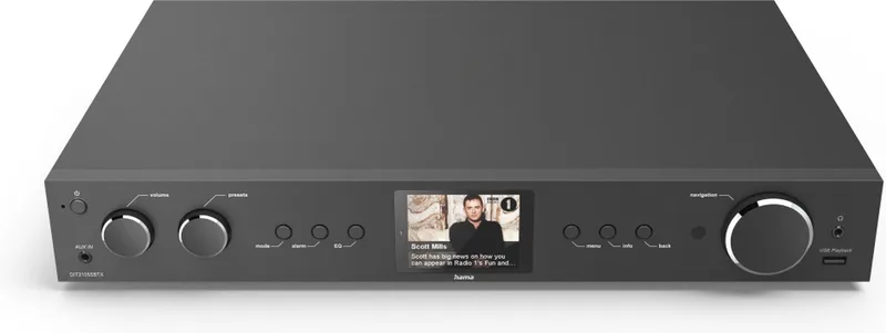 Hifi-tuner DIT2105SBTX DAB+/internetradio/Bluetooth®/app von Hama in Schwarz – Produktfoto