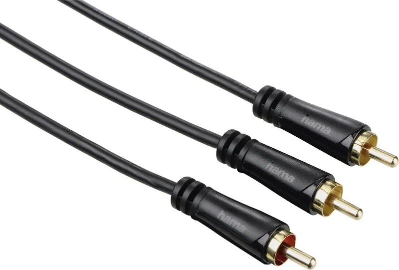 subwoofer kabel 1cinch - 2cinch 1.5m, 3ster van Hama in Zwart – productfoto