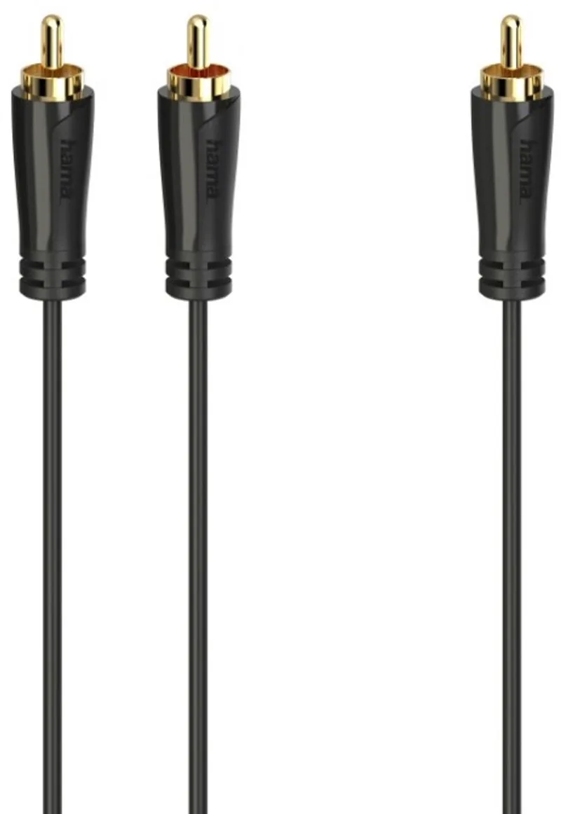 Subwooferkabel Cinch-stekkers - 2 Cinch-stekkers Verguld 5,0 M van Hama in Zwart – productfoto 1 van 2