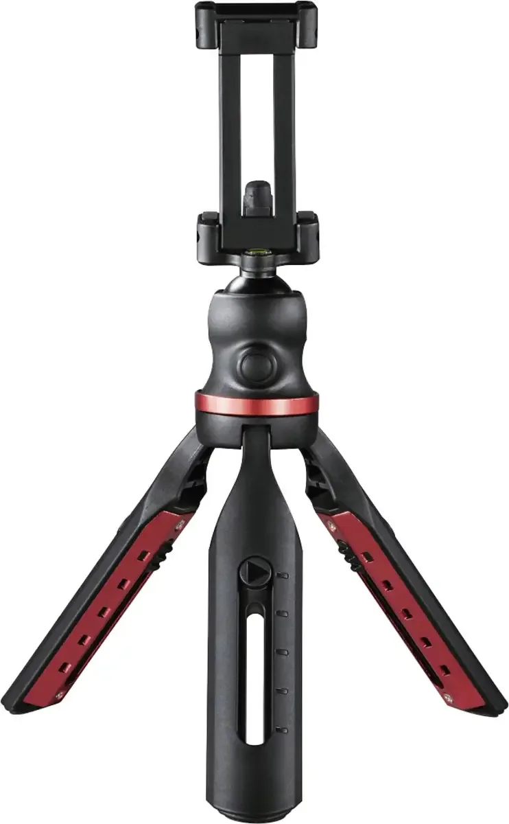 Tafelstatief 1/4 inch Werkhoogte: 16 - 19 cm Kogelkop, Waterpas, Incl. smartphonehouder by Hama in Black – product photo 1 of 2