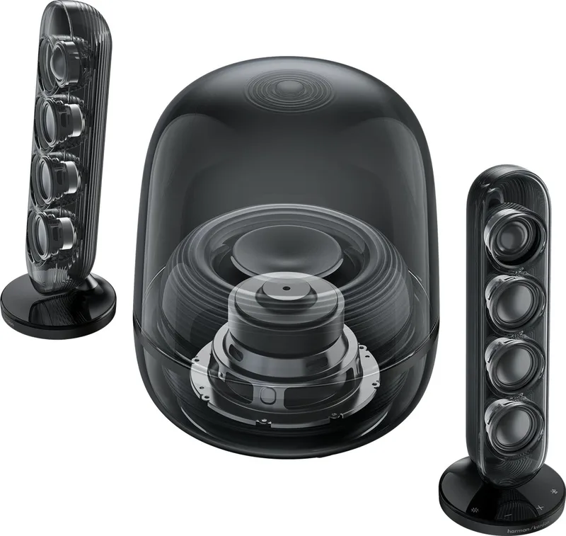 SoundSticks 5 - 2.1 Design Speaker Set met Subwoofer - Bluetooth Luidsprekersysteem - Transparante Dome - Desktop & Home Audio van Harman Kardon in Zwart – productfoto