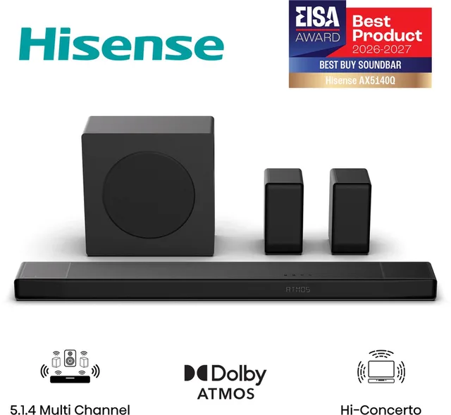 AX5140Q – Soundbar met draadloze subwoofer en draadloze surround speakers - 5.1.4 kanalen – 600W – Dolby Atmos