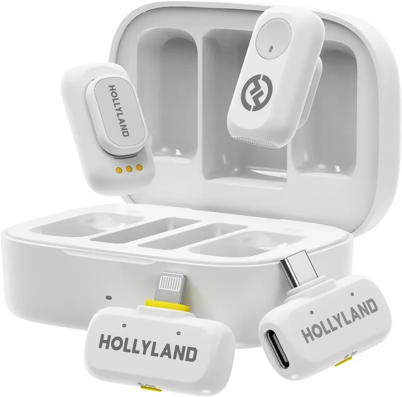 Hollyland-A1-Combo-Draadloze-Microfoon-Ivoorwit-48kHz-24bit-High-Fidelity-3-niveau-Intelligente-Ruisonderdrukking van Hollyland in Ivoorwit – productfoto