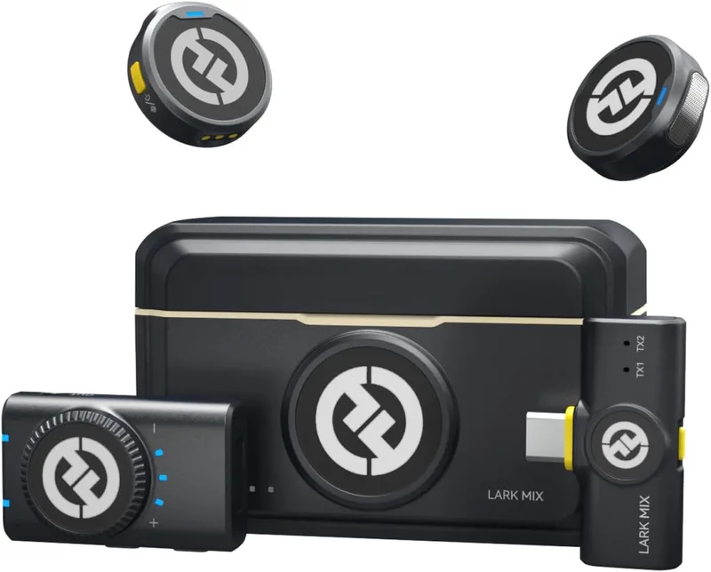 LARK M2 Mini Combo Shine Camera-ontvanger + USB-C ontvanger Engelse versie draadloze microfoon van Hollyland in Charcoal – productfoto