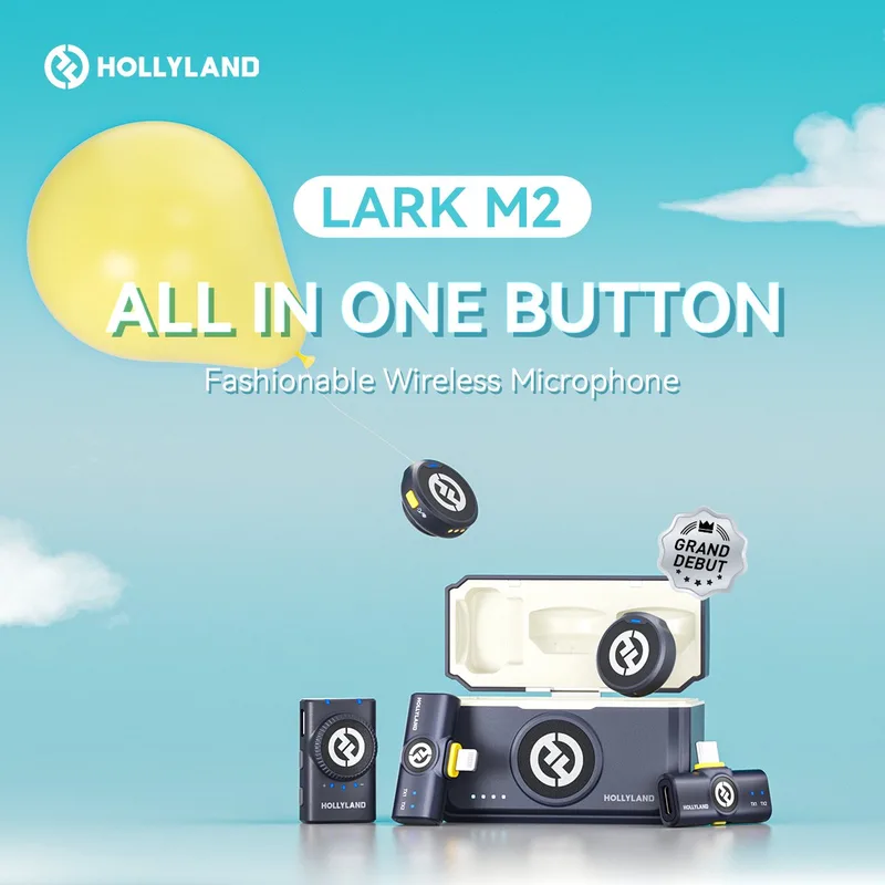 Lark M2 Wireless Microphone for iPhone/Camera/Android/PC, 48kHz/24-bit High Fidelity Audio, 300m Range, Noise Cancelling, 40h Use, YouTube, Vlog, Streaming (2TX + 3RX + Charging Case) van Hollyland – productfoto